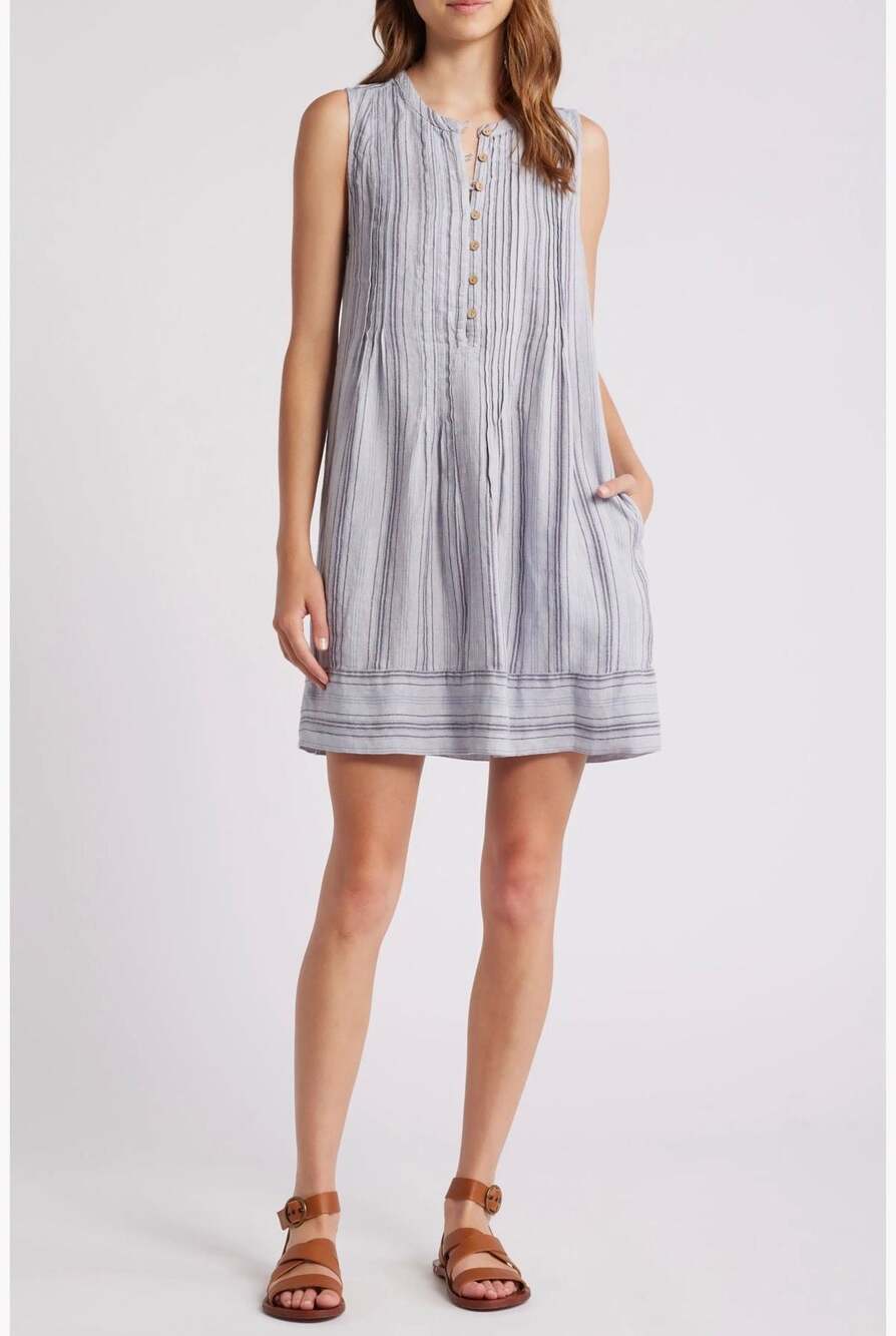 Faherty Devin Stripe Linen Minidress Size S